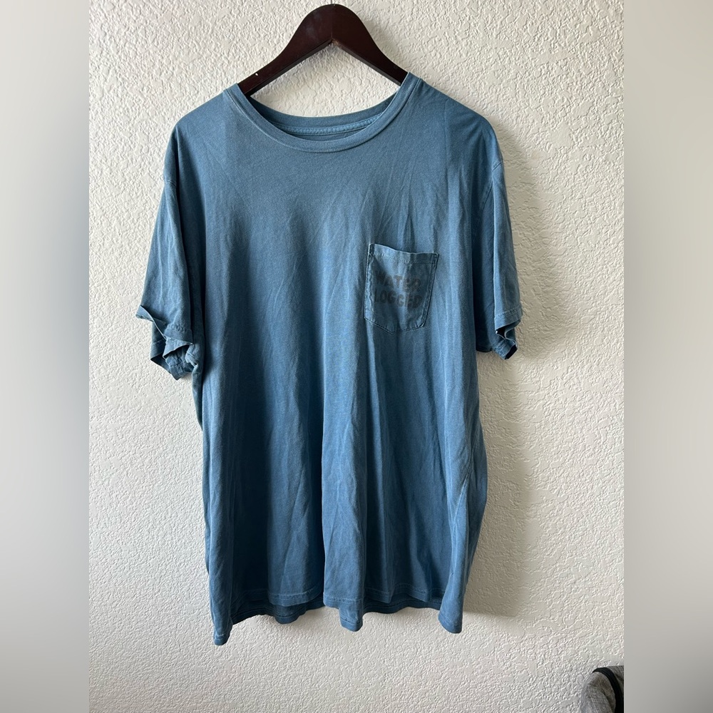 Outerknown Slate Blue Bruce Brown Films Water Logged XL Graphic Tee Faded Cotton